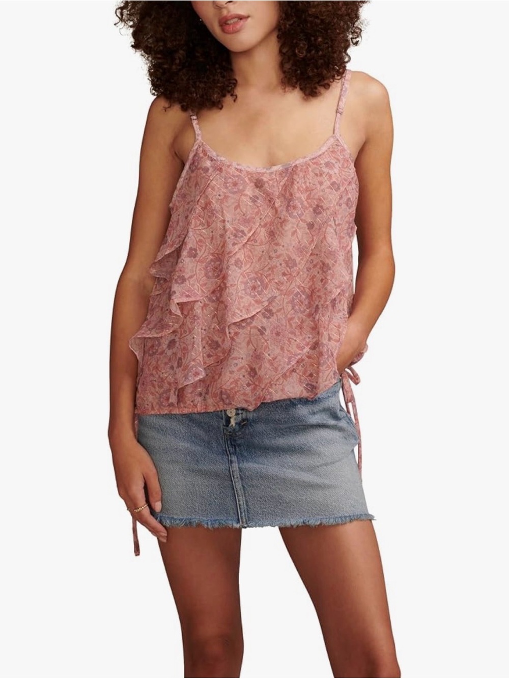 Lucky Brand Women's Women's Printed Asym Ruffle Cami